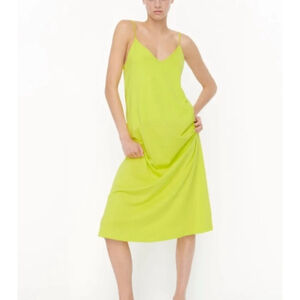 Women's Zara Lime Green Slip Midi Dress Size S